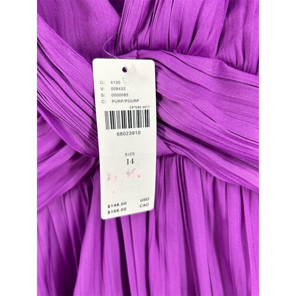 Anthropologie Women's Purple V-Neck Mini Dress Size 14 Short Sleeve - Picture 4 of 9